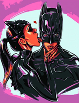 Поцелуй женщины кошки