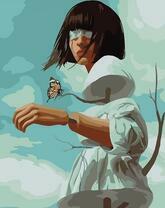 Девушка-кукла и бабочка 